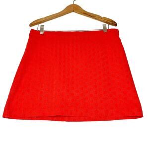 Gap Red Orange Eyelet Back Zip Mini Skirt Women’s Size 6